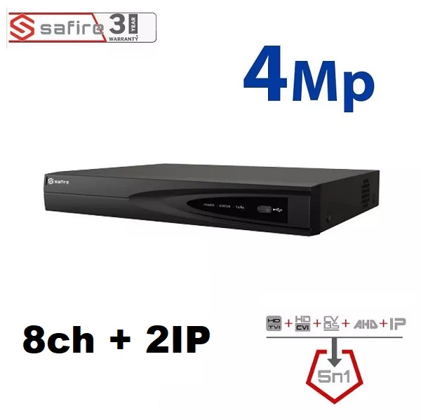 XVR 5in1 8 Canali + 2 IP 4 Megapixel con Riconoscimento Facciale